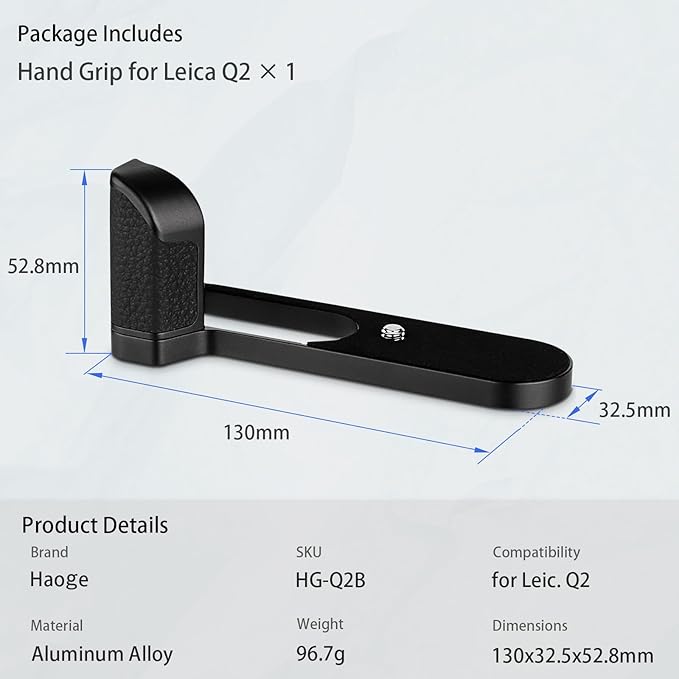 Haoge HG-Q2B Hand Grip Bracket Holder Designed for Leica Q2 Camera Body