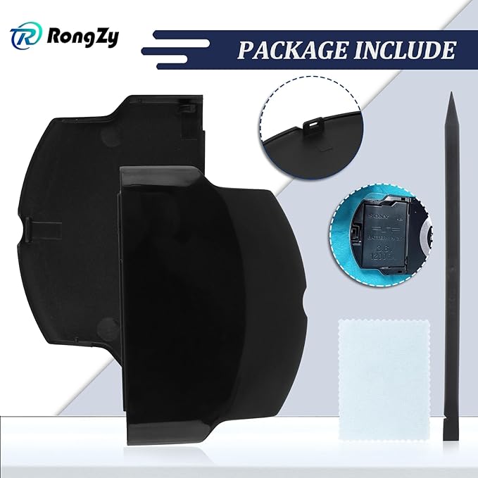2PCS Battery Back Door Cover Case for Sony PSP 2000 2001 3000 3001 Fat Back Cover Replacement Rear Battery Cover Housing Door Accessories Parts with Repair Tools(Black)