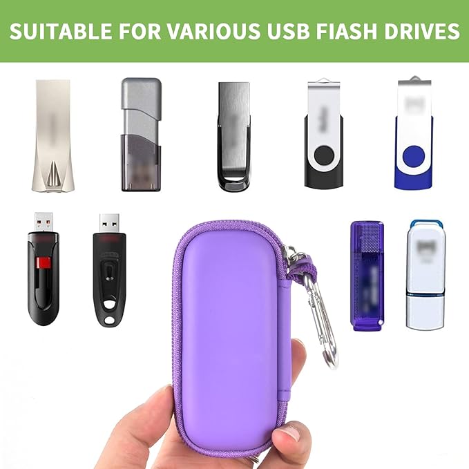 USB Flash Drive Case, SD Card Holder Compatible with Thumb Drive, Memory Cards, SDXC SDHC Storage Bag, Electronic Accessories Organizer for SanDisk for Samsung for Inland (Purple)