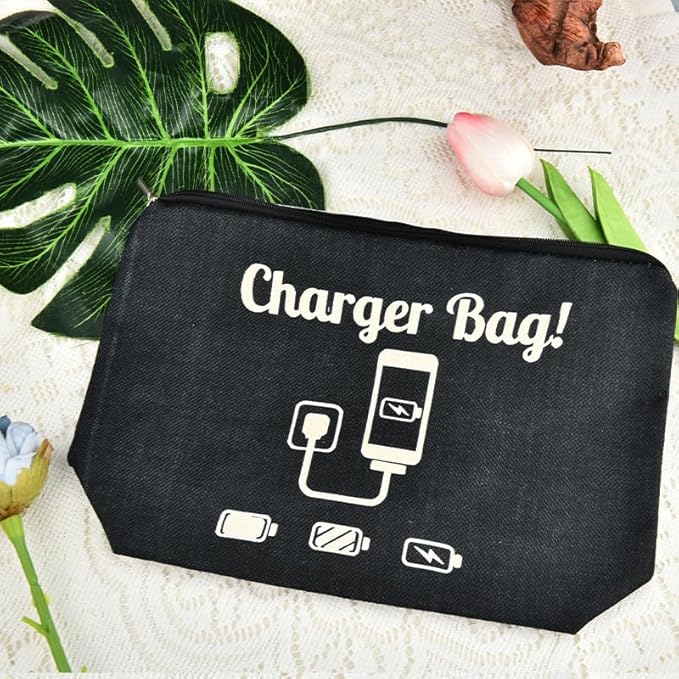 ShiQiao Spl Chargers Organiser Bag Black Charging Cables Travel Toiletry Pouch Electronic Charger Organiser Makeup Bag with Zipper Birthday Gifts for Mum Dad Charger Makeup Cosmetic Bags pouches