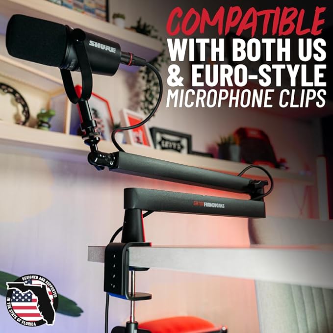 Gator Frameworks Low-Profile Series Premium Broadcast, Podcast, and Streaming Boom Arm, Fully Adjustable (GFWMICBCBM2500)
