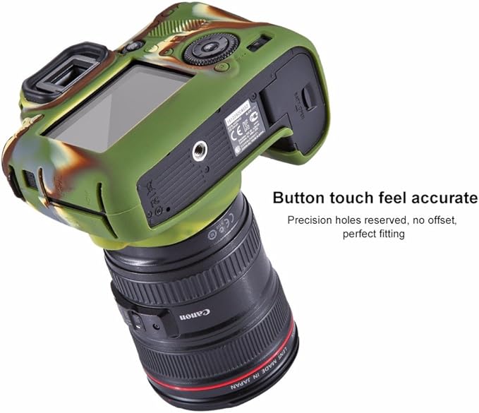 Professional Secure Silicone Camera Cases Bag Housing Rubber Body Skin for Canon EOS 6D Digital SLR Camera Protective Case (Army Green)