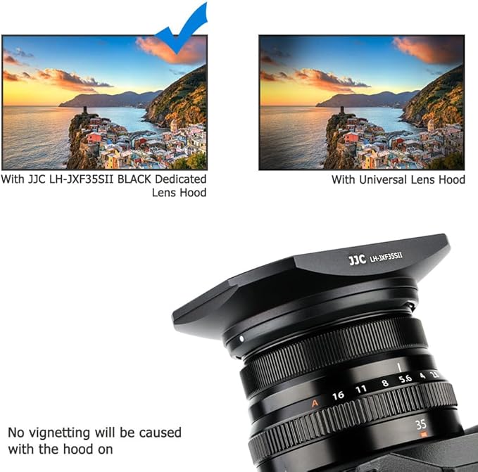 JJC LH-XF35-2 Metal Lens Hood Shade for Fuji Fujinon XF 35mm F2 R WR, XF 23mm F2 R WR Lenses, XF35mm f2, XF23mm f2 Hood, Replaces Fujifilm LH-XF35-2 Lens Hood, with Protective Hood Cap
