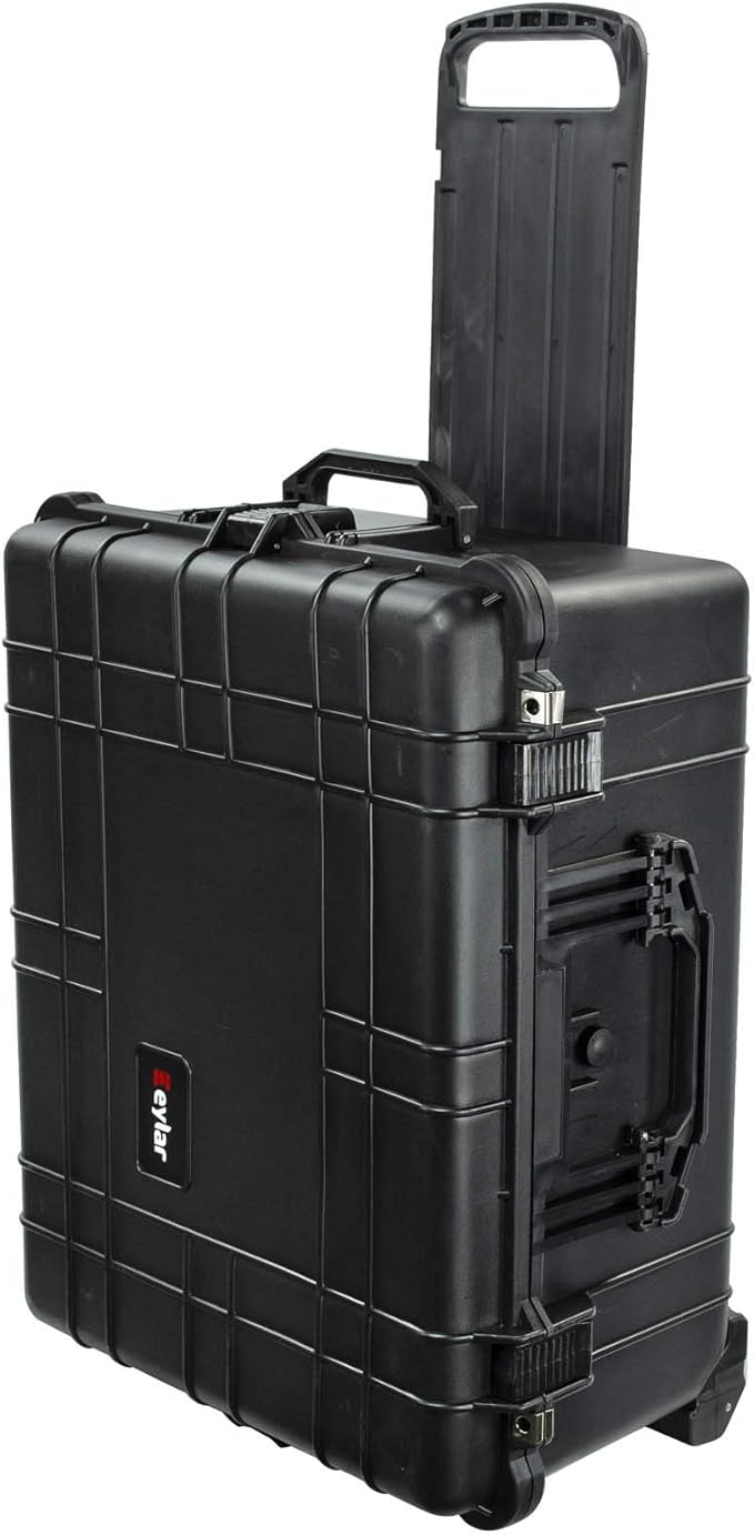 Eylar XL 23.75" Protective Roller Camera Hard Case for Cameras, Drones, Tools, and AV Equipment with IP67 Waterproof, Shock Resistant, and Customizable Foam Inserts (Black)