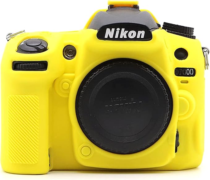 Professional Secure Silicone Camera Cases Bag Housing Rubber Body Skin for Nikon D7000 Digital SLR Camera Protective Case (Yellow)