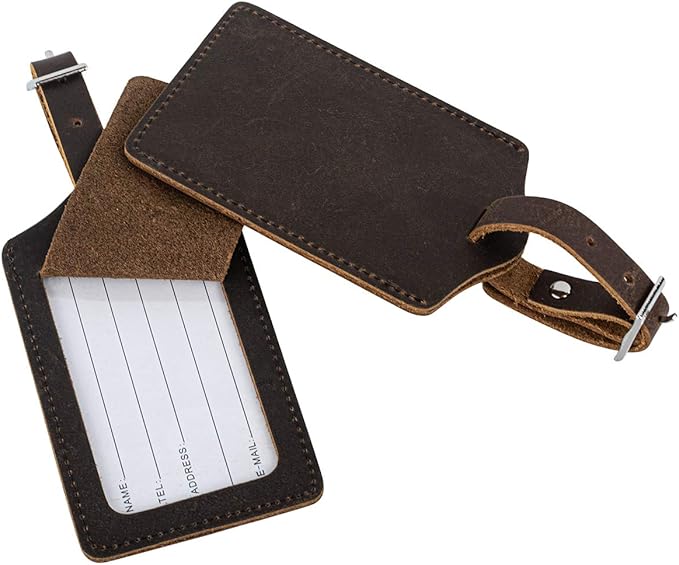 Genuine Leather Luggage Tags & Bag Tags 2 Pieces Set
