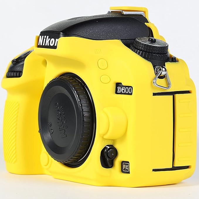 Surpassed Professional Secure Silicone Camera Cases Bag Housing Rubber Body Skin for Nikon D610 D600 DSLR Camera Protective Case (Yellow)