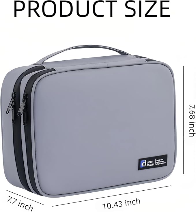 Electronics Organizer Travel Case,Cord Organizer Travel, Double-Layer Cable Organizer Bag, Tech Pouch Accessories Carry Storage For Phone, Cables, Airpods, USB, Sd Card, Essentials (Grey)
