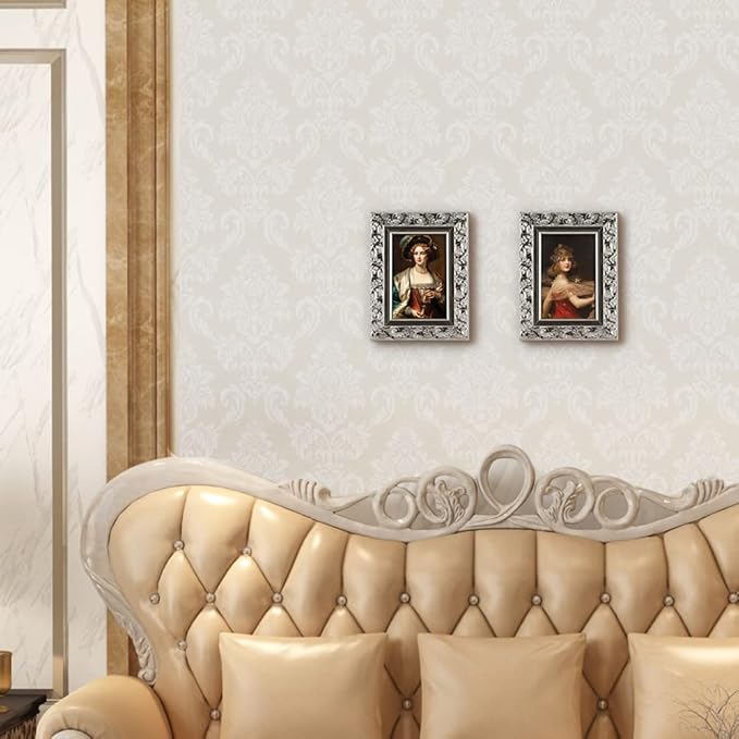 Edenseelake 4x6 Picture Frame Set of 2, Vintage Photo Frame with Carved Retro Pattern for Tabletop and Wall Decoration, Silver