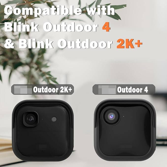 Silicone Case Cover for All-New Blink Outdoor 4 (4th Gen), Weatherproof Protective Skin Cover with Hat Brim, 6 Pack, Black