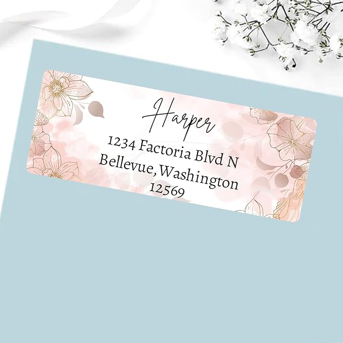 LINMAGCO Personalized Return Address Labels Gold 500 Pcs Mail Labels for Envelopes Weddings Self Adhesive Rectangle Elegant Name Stickers……