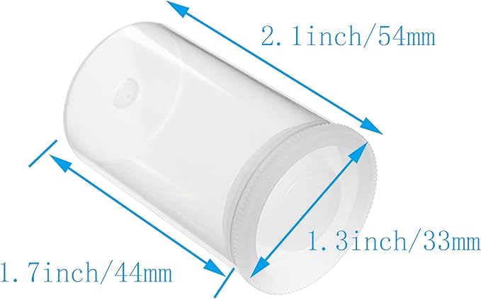 72 pieces Film Canisters ,35MM Empty Camera Reel Containers, for Rockets, 8 OZ, 2" H, 1" W, Plastic, Films Developing Processing Tube, Roll Case, Small Accessories, Storage (Transparent)