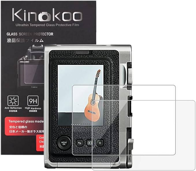 kinokoo Fuji Mini EVO/X-Pro1 Screen Protector, 9H Hardness Tempered Glass Film for Fuji X-Pro1 / Instax Mini EVO Camera Bubble-Free/Anti-Scratch(2 Pack)