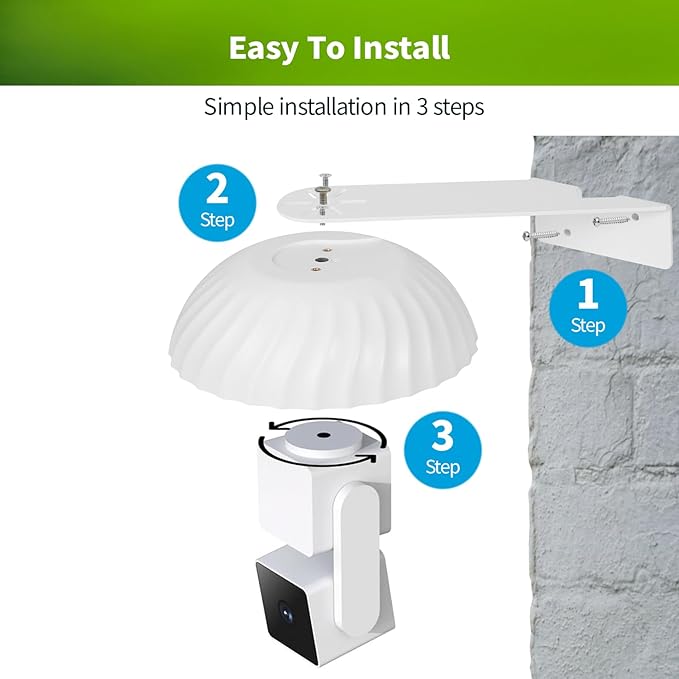 Wall Mount for WYZE Cam Pan V3, Outdoor Corner Mount Kit with Weatherproof Cover, Durable Housing for Outside Use – White (Camera Not Included)