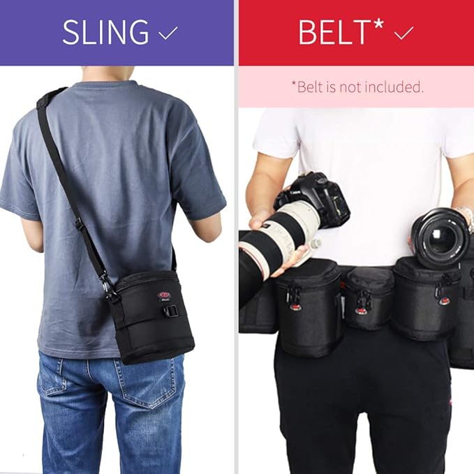 BPAULL Camera Lens Case DSLR Camera Lens Bag Fits for Canon Nikon Pentax Sony Olympus Panasonic and Other Camera Lens