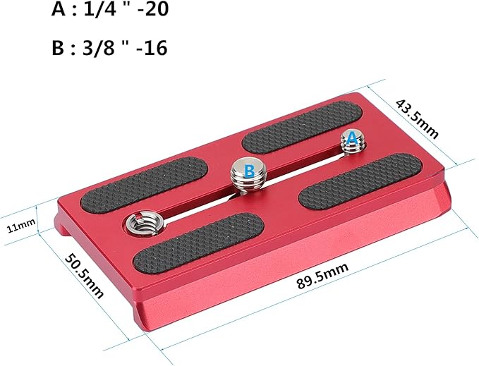 CAMVATE Camera Quick Release Plate with 1/4" & 3/8" Threads Compatible with 577/501/ 504 Tripod(Red) - 2886