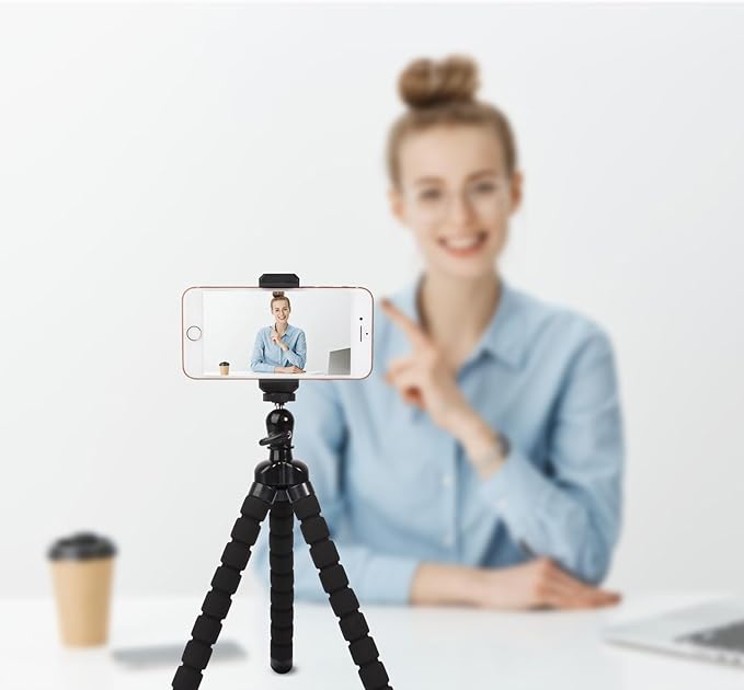 Phone Mini Tripod, Ruittos Premium Flexible Mobile Phone Tripod Stand Compatible with iPhone Samsung Go Pro, Small Digital Camera, Black