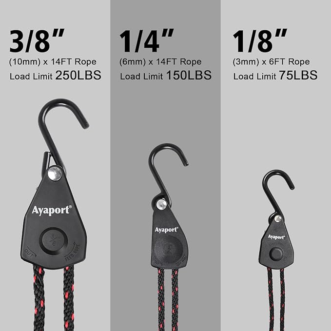 Ayaport Kayak Rope Tie Down Ratchet Straps Bow and Stern Ratcheting Tie Downs Rope Hanger Kayak and Canoe Accessories