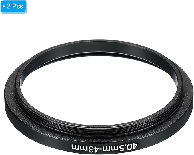 PATIKIL 40.5mm-43mm Metal Step Up Ring, 2 Pack Camera Lens Filter Adapter Ring Aluminum Filter Adapter Ring for Camera Lenses Hood, Black