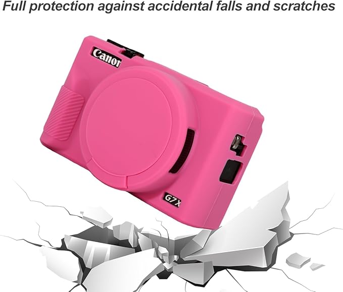 Pocoukate Case for Canon G7X Mark III Camera, Soft Silicone Protective Cover Skin with Removable Lens Cover for Powershot G7X Mark iii, Silicone Case with G7X3 Screen Protector Accessories - Peach