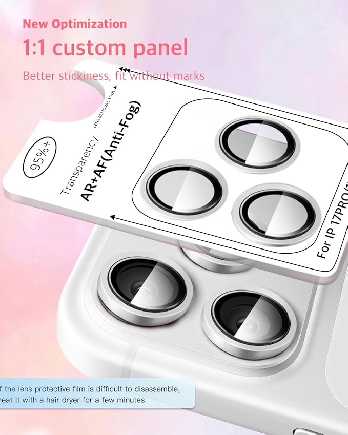 Compatible with iPhone 17 Pro Max/17 Pro Camera Lens Protector-1:1 Invisible Fit,Ultra Clarity,Military-Grade 11H+ Aerospace Glass,Anti-Scratch & Easy Installation-Silver