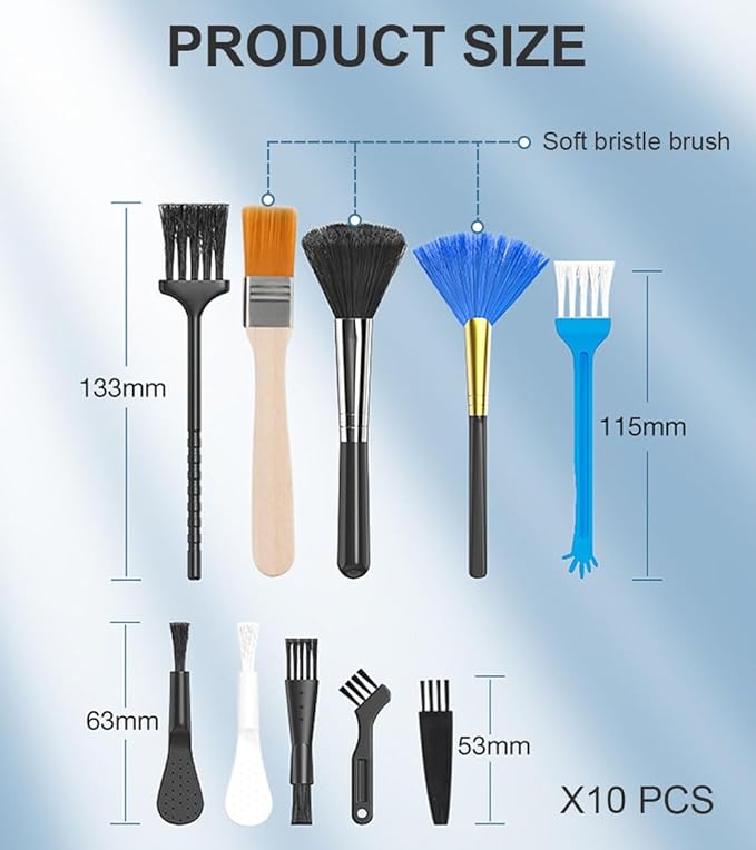 Keyboard Cleaner kit, Small Nylon Anti Static Cleaning Tool Computer Keyboard Laptop Cleaning Kit for Electronic Devices Such As Computer Motherboard Fans Dust Removal Tool (10 Pcs)