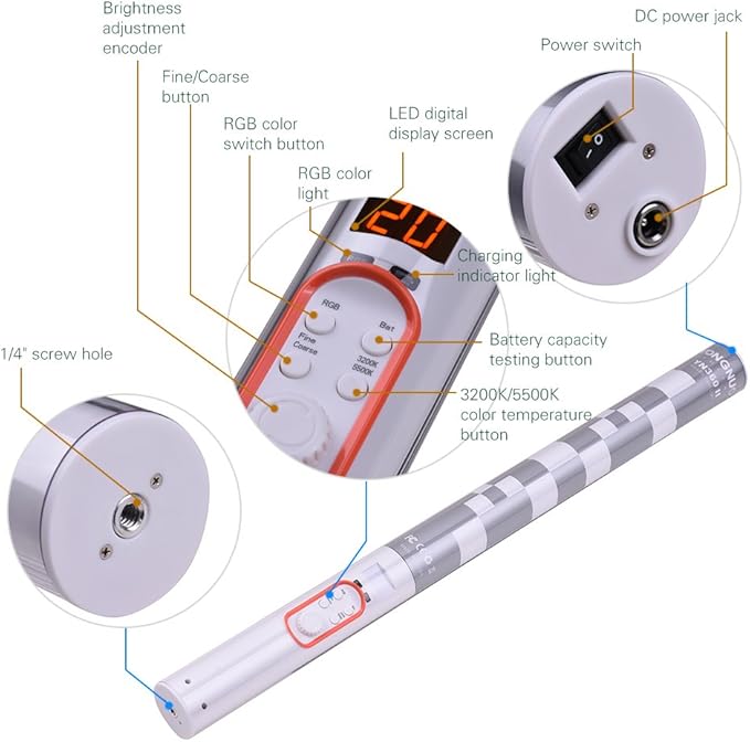 YONGNUO YN360 II YN360II LED Video Light Ice Light, 3200K-5600K Bi-Color RGB Full Color, CRI≥95 + APP + Remote Control