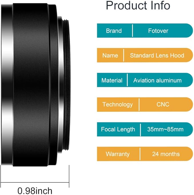 58mm Metal Standard Screw-in Standard Lens Hood with Centre Pinch Lens Cap for Canon Nikon Sony Pentax Olympus Fuji Sumsung Leica Camera +Cleaning Cloth
