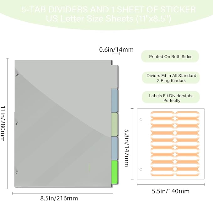 Etzul 3 Ring Binder 1 inch with Clipboard - Tropical Palm Leaf Design, Includes Dividers, File Bag & Spine Label - Perfect for School, Office, and Organization, Holographic Waterproof Film