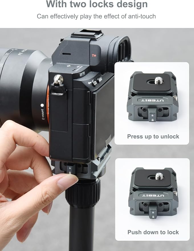 UTEBIT Quick Release Plate Kit, Arcac/F38 Interface Camera Quick Release Plate Mount Quick Setup w/ 1/4" to 3/8" Screw Thread Gimbles Sliders Tripods Adapter for Sony Canon Monopod DSLR Stabilizer