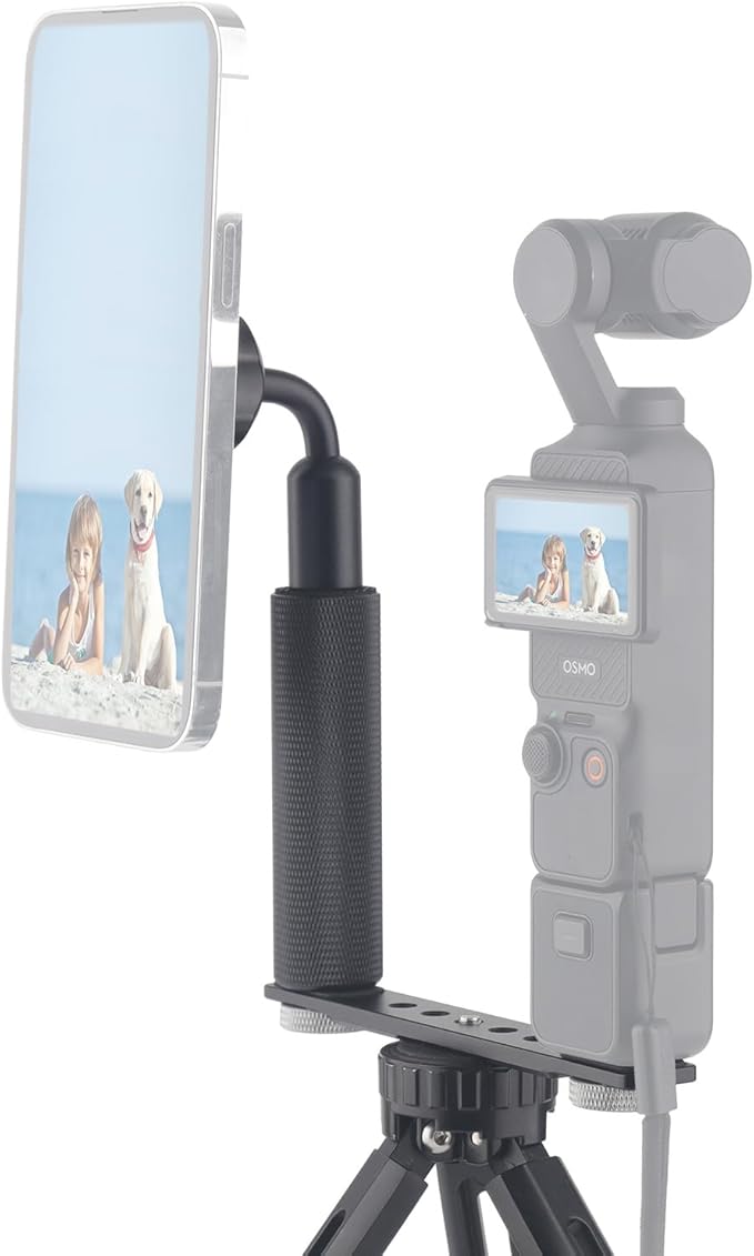 Magnetic Phone Holder with Handle Grip for DJI Osmo Pocket 3, Pocket 3 Accessories Expansion Adapter with 1/4" Thread Hole, Compatible with Magsafe Phones