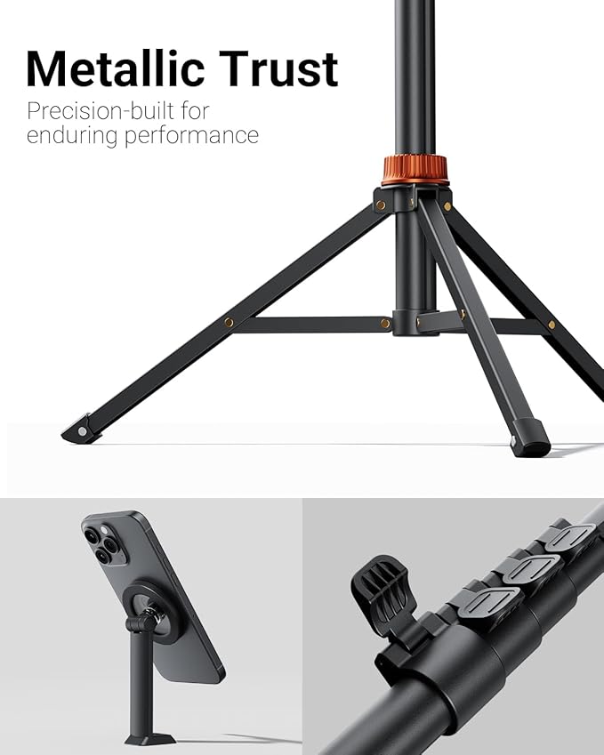 Phone Tripod, Tripod for iPhone with Remote & Strong Magnetic Holder for Magsafe, Stable Cell Phone Tripod for Video Recording, Essential Tripod & Monopod Accessories for iPhone/Android