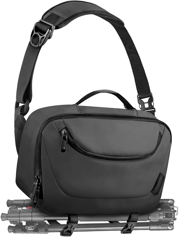 TAAOKA Camera Sling Bag,Waterproof Camera Case with Tripod Holder,Lightweight DSLR/SLR/Mirrorless Camera Bags Crossbody for photographers-Black