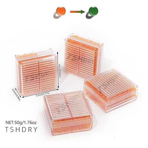 50 Gram 8 Packs Plastic Box Orange Color Indicating Silica Gel Beads Food Safe Desiccant Packs for Storage Silica Packets for Foods Electronics Closet 3D Filaments
