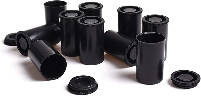 AKIRO Film Canisters with Caps 35 mm Empty Camera Reel Storage Containers Case Plastic Storage 15 Pack Black