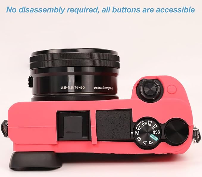 Pocoukate Case for Sony Alpha A6400, A6300, Camera, Soft Silicone Protective Cover Skin with Screen Protector Accessories for Sony Alpha A6400 / 6300 Digital Camera Silicone Case - Rose