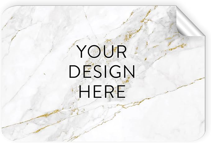 100 Custom Vinyl Stickers - Upload Your own Image, Text, Design, Logo - Personalized Logo Labels for Handmade, Packaging, Bottle, Jars, Candle, Brand Stickers (Gold Marble, 5x3)