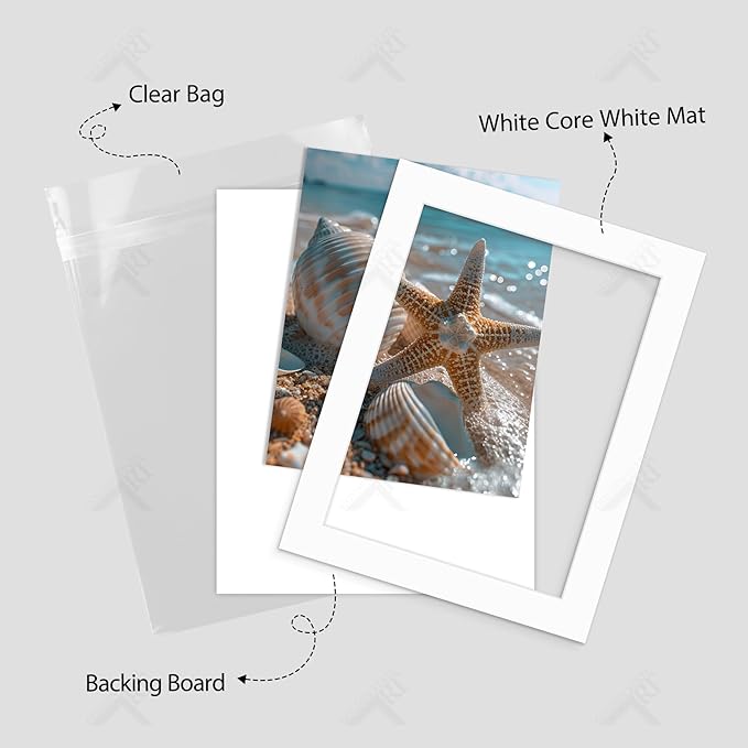 Golden State Art, Acid Free, Pack of 25, 11x14 White Picture Mats Mattes with White Core Bevel Cut for 9x12 Photo + Backing + Bags