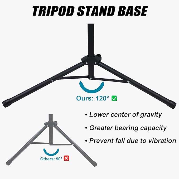 GLEAM Microphone Stand for Light Microphone less than 1 LB - Tripod Boom Arm Mic Stand with Carrying Bag, 2 Mic Clips and Screw Adapter Portable for Singing Performance Wedding Stage and Mic Mount