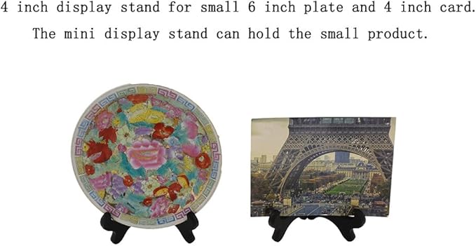Artliving Black 4" Wood-Like Plastic Easels Plate Display Stands Picture Frame Stand Holder-Set of 4