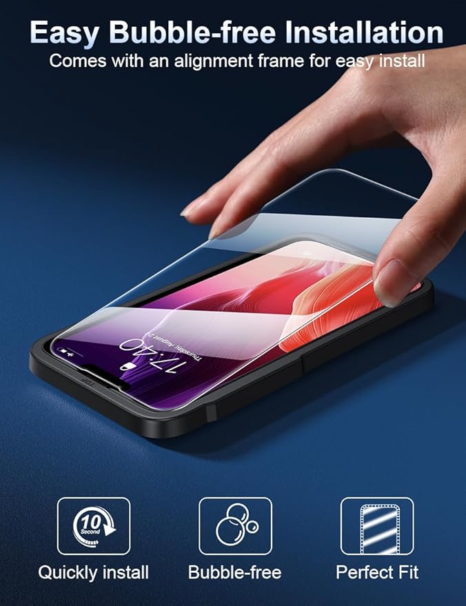 ruwa Screen Protector for iPhone 14 Pro [6.1 Inch][2-Pack] Tempered Glass with Easy Installation Frame, HD Clear, Anti-Scratch, 9H Hardness
