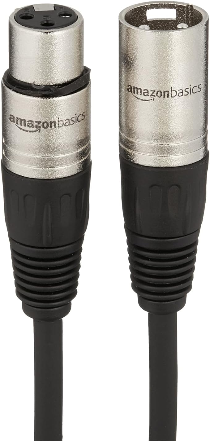 Amazon Basics XLR Microphone Cable for Speaker or PA System, Recording Studio, All Copper Conductors, 6MM PVC Jacket, 50 Foot, Black