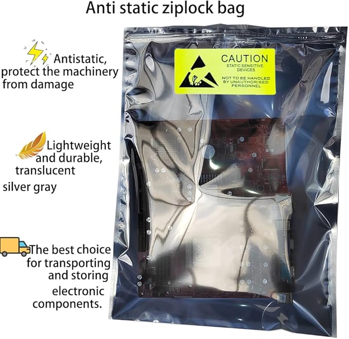 Mantianstar 10pcs 11.8x15.7in/30x40cm Large Anti Static Bags with 10pcs Stickers, Premium Resealable Antistatic Bag,ESD Bags for Computer Electronic Devices Motherboard Anti Static