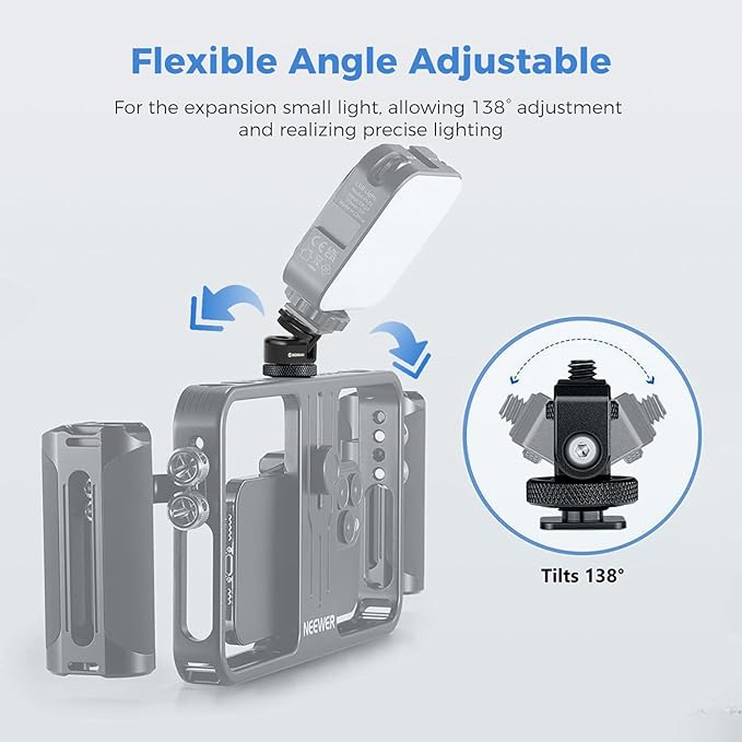 Moman Ball Head Cold Shoe Mount 1/4" Mini Adapter BH02 with 1/4"-20 Thread for Camera Microphone LED Video Light Monitor, 1-Pack