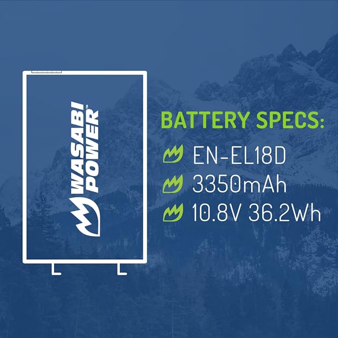 Wasabi Power Battery 2-Pack and Dual Charger for Nikon EN-EL18d, MH-33, Z9, D4, D5, D6, D850 (with adapters/Grips)