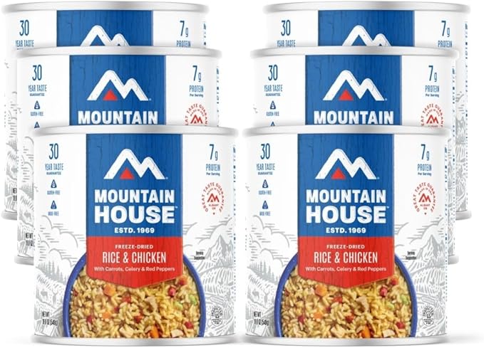 Mountain House Rice & Chicken #10 Can| Freeze-Dried Backpacking & Camping Food| Survival & Emergency Food | Gluten-Free | 6-Pack
