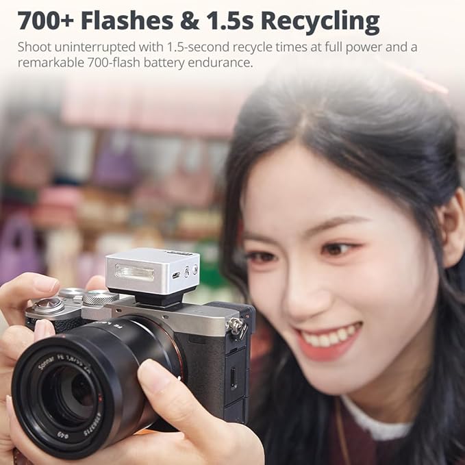 Godox IT20 S IT20S Mini Camera Flash for Sony, TTL Godox Flash,700+ Full Power,1.5s Recycle Time,USB-C Charging, with Magnetic Diffuser & Filter -Silver