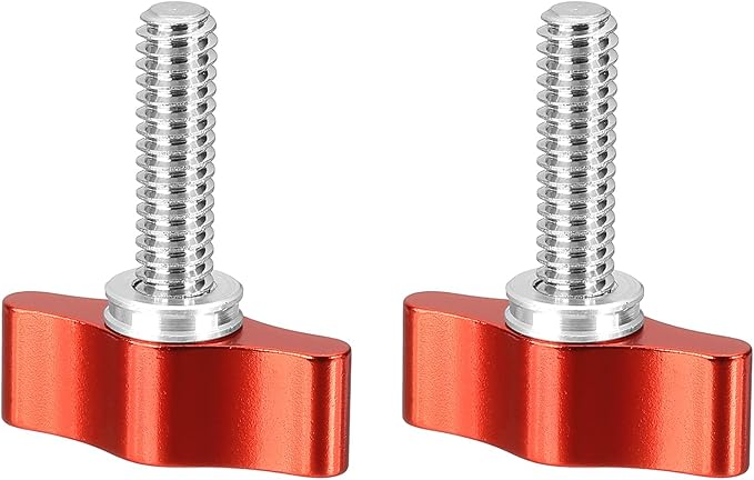 PATIKIL Clamping Screw Knob 1/4" x 1.38", 2Pcs Stainless Steel t Shaped Camera Thumb Screws for DSLR Flash Bracket Photography Light Stand Adapter Action Sports Camera Mounting System, Red