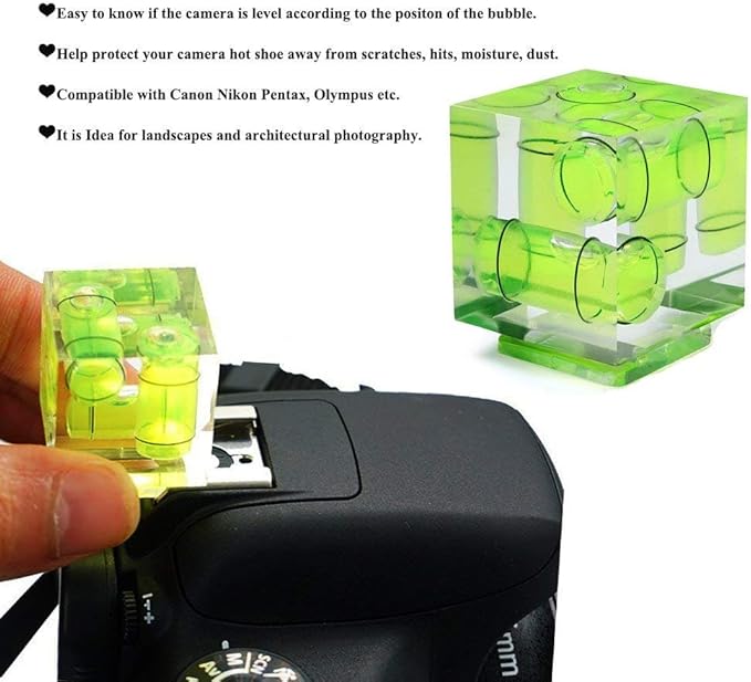 Camera Level Hot Shoe Level Hot Shoe Bubble Cover Combo Pack 3 Axis 2 Axis 1Axis Compatible with Nikon, Olympus, Pentax Digital and Film Cameras-4 Packs