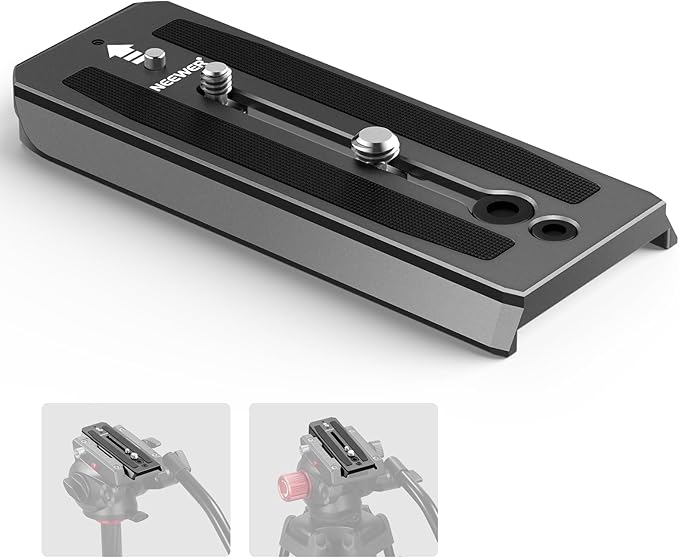 Neewer 501PL Tripod Fluid Head Quick Release Plate, Camera Mounting Plate with 1/4" and 3/8" Screws, Anti Off Pin for GM001 GM002 GM006 Fluid Heads, QR5